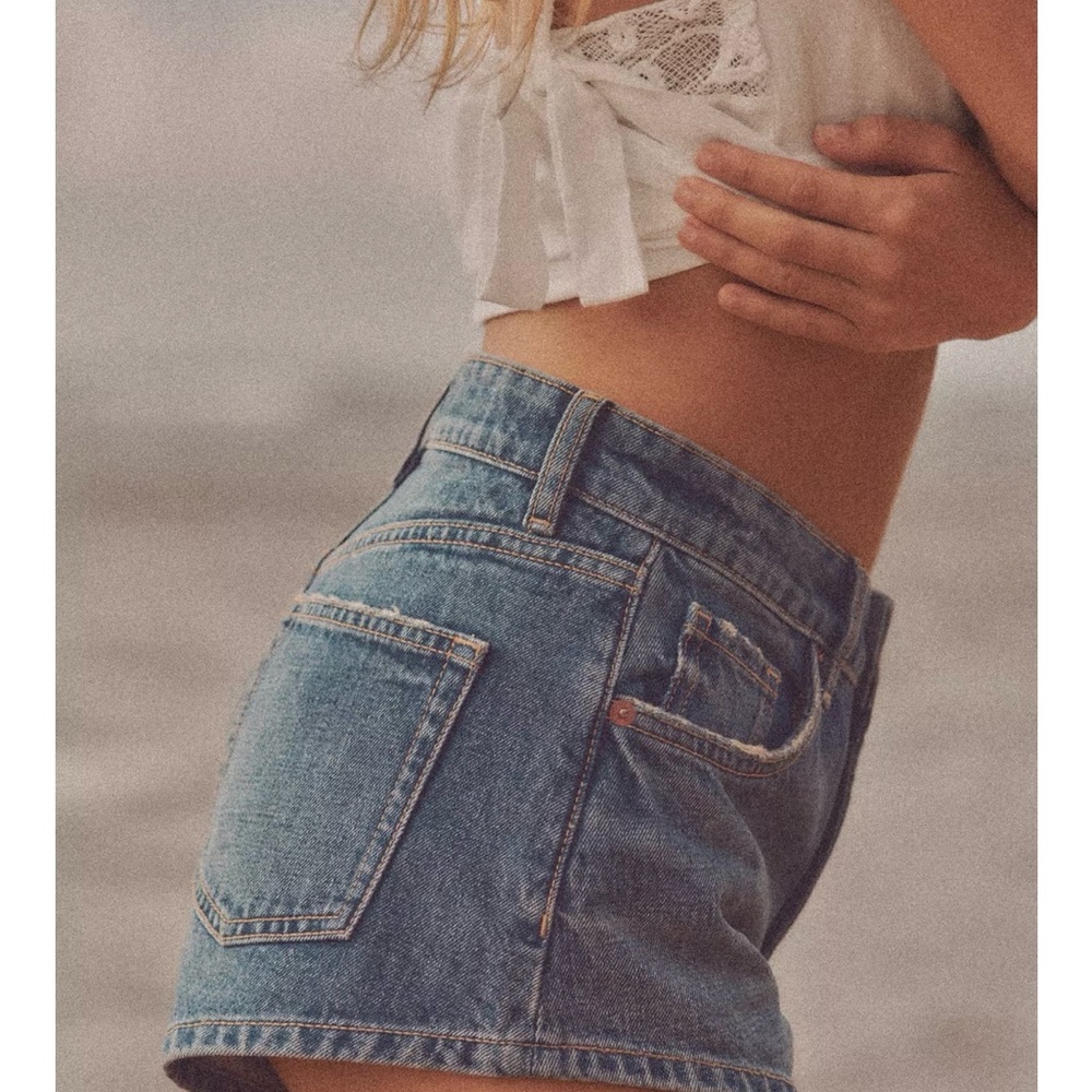 Zara TRF Mid Rise Denim Shorts